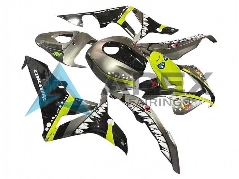 Grey Fluorescent Yellow Shark - Honda CBR600RR (2007-2008) ABS Fairings | Apex Fairings — view 2