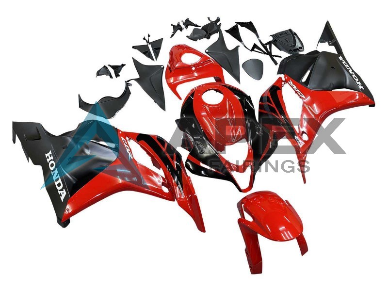 Red Glossy Black Matte Black Stripe - Honda CBR600RR (2009-2012) ABS Fairings | Apex Fairings — view 2