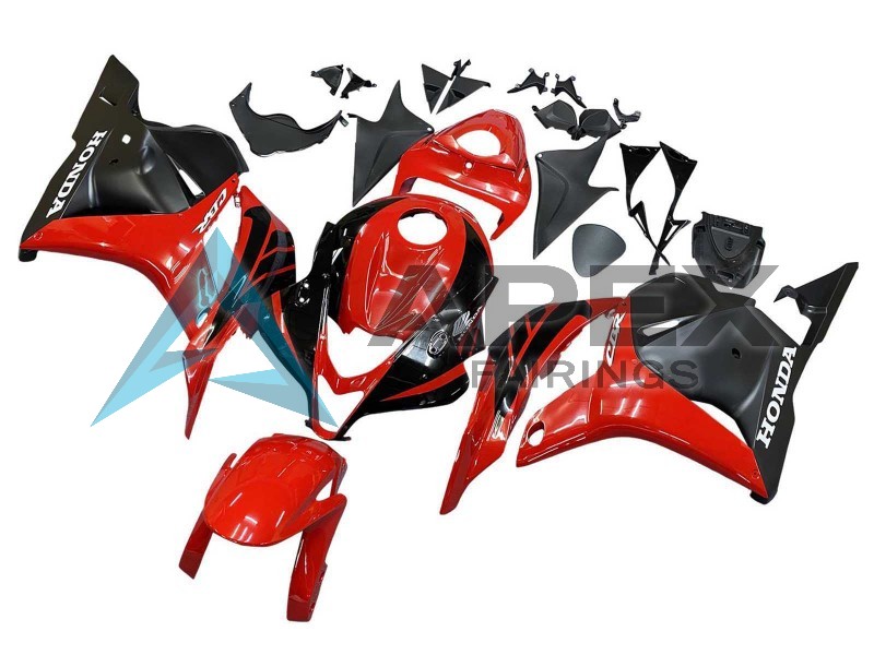 Red Glossy Black Matte Black Stripe - Honda CBR600RR (2009-2012) ABS Fairings | Apex Fairings — view 3