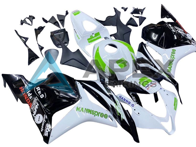 White Green Glossy Black Hannspree - Honda CBR600RR (2009-2012) ABS Fairings | Apex Fairings — view 2