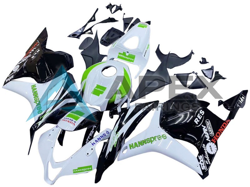 White Green Glossy Black Hannspree - Honda CBR600RR (2009-2012) ABS Fairings | Apex Fairings — view 3