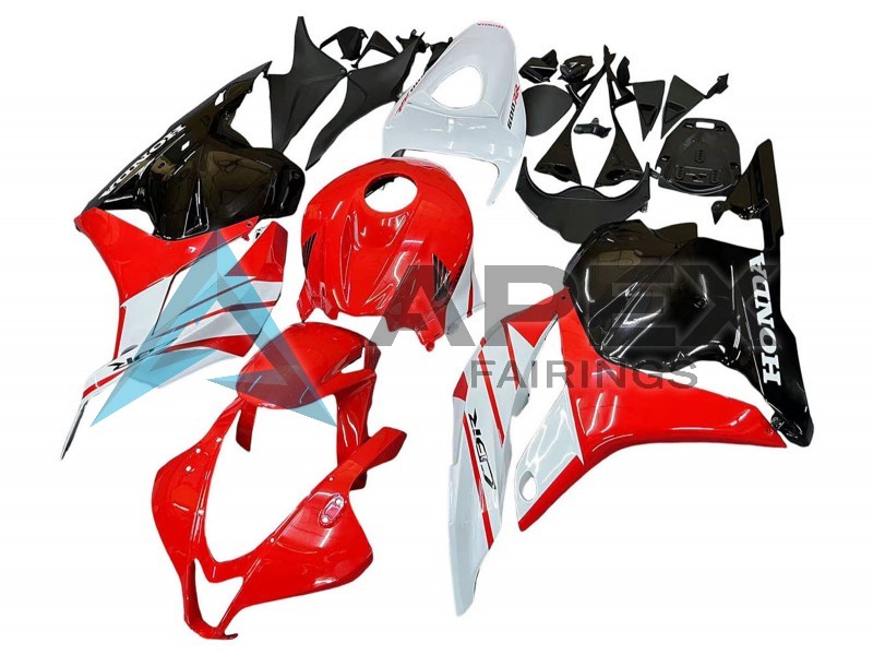 White Red Glossy Black - Honda CBR600RR (2009-2012) ABS Fairings | Apex Fairings — view 3