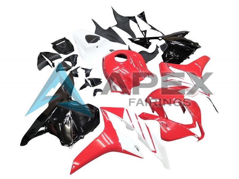 White Red Glossy Black  - Honda CBR600RR (2009-2012) ABS Fairings | Apex Fairings — view 2