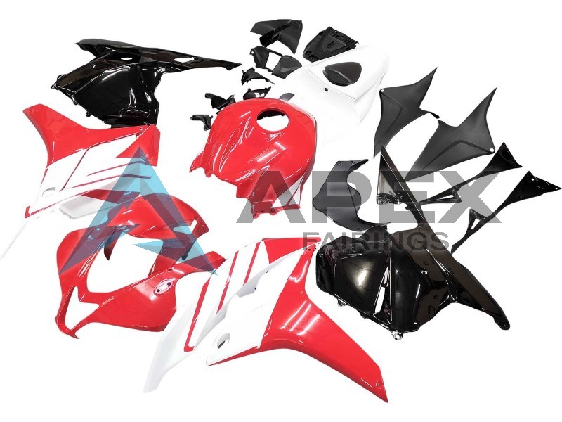 White Red Glossy Black  - Honda CBR600RR (2009-2012) ABS Fairings | Apex Fairings — view 3