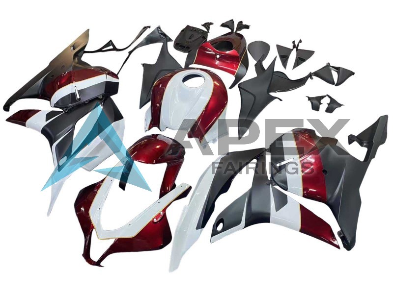 White Red Matte Black - Honda CBR600RR (2009-2012) ABS Fairings | Apex Fairings — view 3