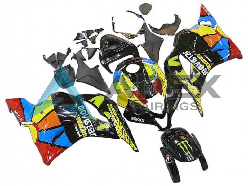 Black Multicolor MoviStar - Honda CBR600RR (2009-2012) ABS Fairings | Apex Fairings — view 2