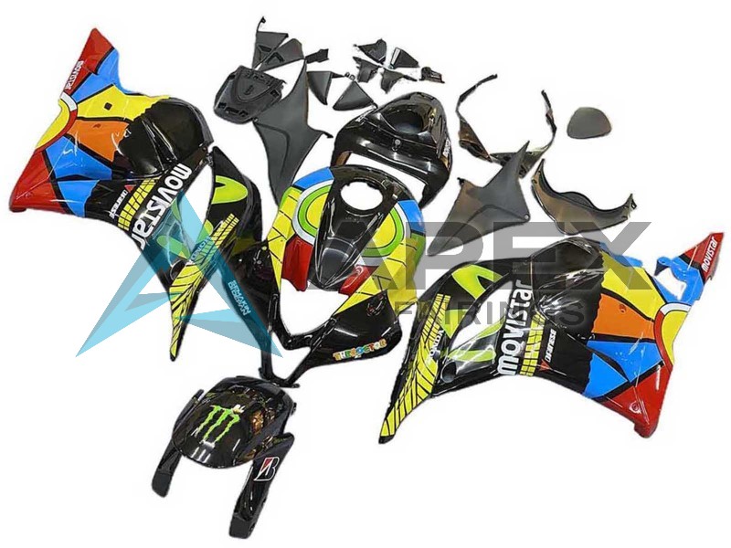 Black Multicolor MoviStar - Honda CBR600RR (2009-2012) ABS Fairings | Apex Fairings — view 3