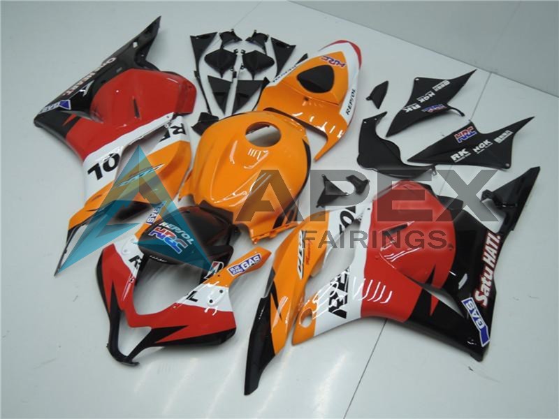 Orange White Red Glossy Black Repsol Full  - Honda CBR600RR (2009-2012) ABS Fairings | Apex Fairings — view 3