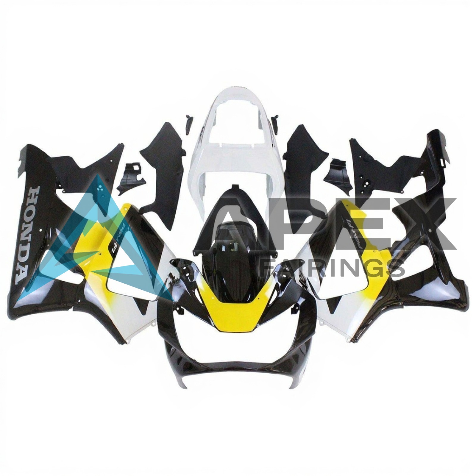 Black & Yellow - Honda CBR900RR CBR929RR (2000-2001) ABS Fairings | Apex Fairings