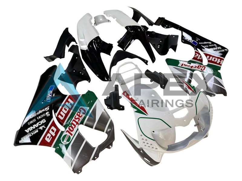 White Green Grey Glossy Black Castrol  - Honda CBR900RR CBR893RR SC33 (1996-1997) ABS Fairings | Apex Fairings — view 2
