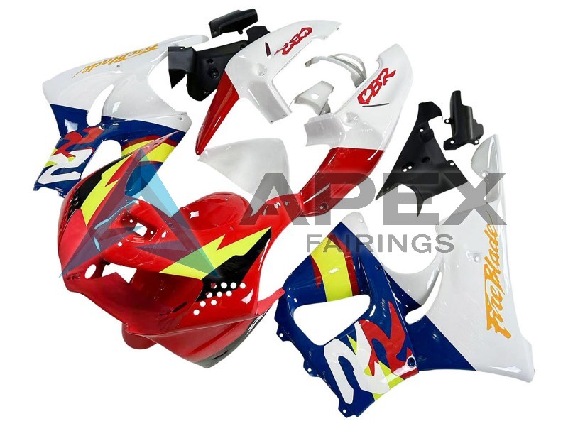 White Red Yellow Blue  - Honda CBR900RR CBR919RR SC33 (1998-1999) ABS Fairings | Apex Fairings — view 4
