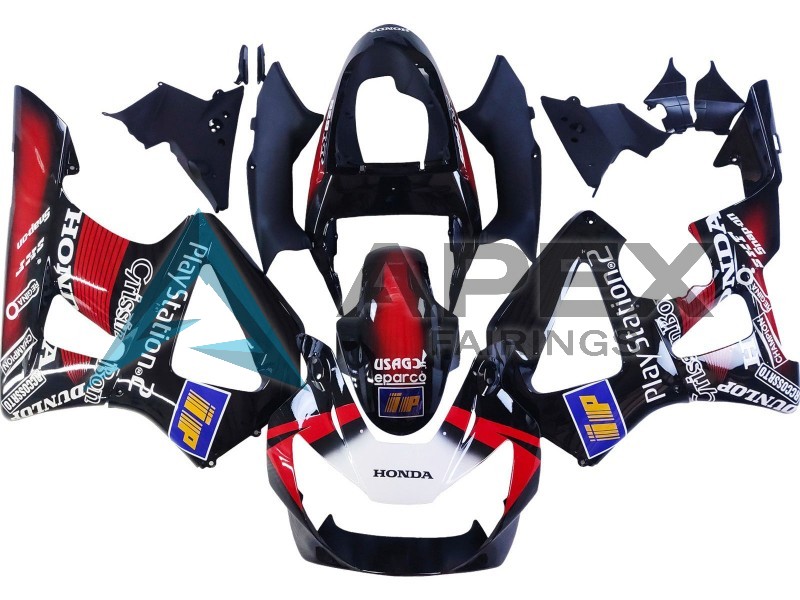 Red White Glossy Black PlayStation 2  - Honda CBR900RR CBR929RR SC44 (2000-2001) ABS Fairings | Apex Fairings — view 2