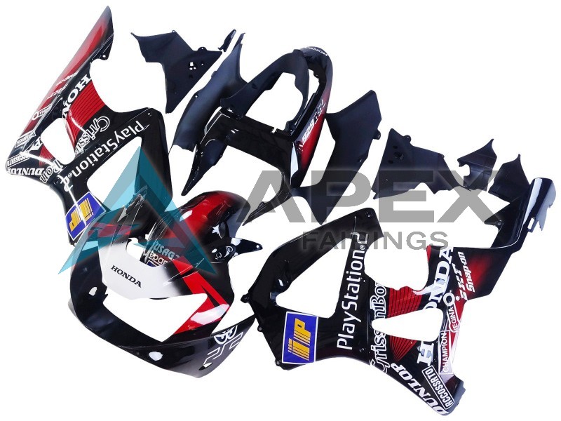 Red White Glossy Black PlayStation 2  - Honda CBR900RR CBR929RR SC44 (2000-2001) ABS Fairings | Apex Fairings — view 3