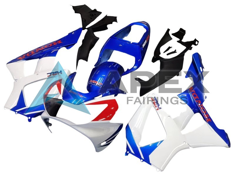 White Blue Red HRC  - Honda CBR900RR CBR929RR SC44 (2000-2001) ABS Fairings | Apex Fairings — view 3