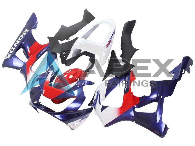 White Red Blue  - Honda CBR900RR CBR929RR SC44 (2000-2001) ABS Fairings | Apex Fairings — view 3