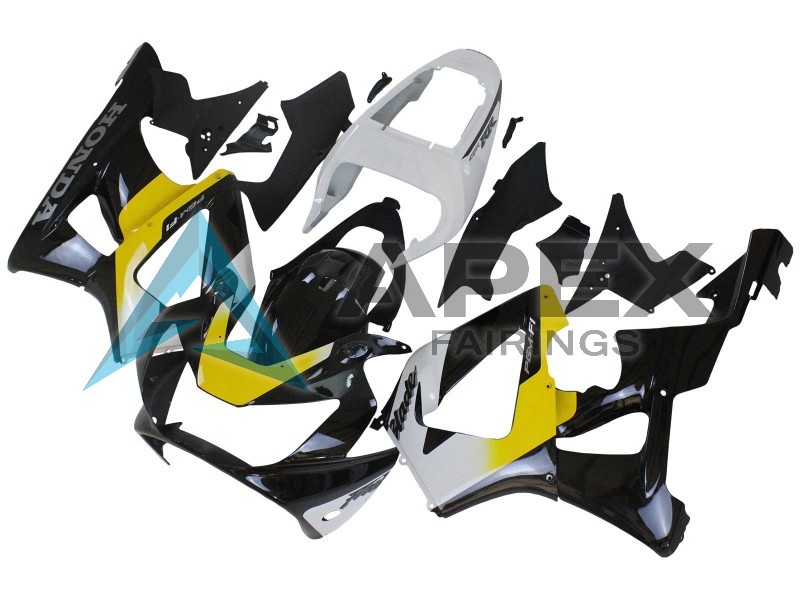 White Yellow Glossy Black  - Honda CBR900RR CBR929RR SC44 (2000-2001) ABS Fairings | Apex Fairings — view 2