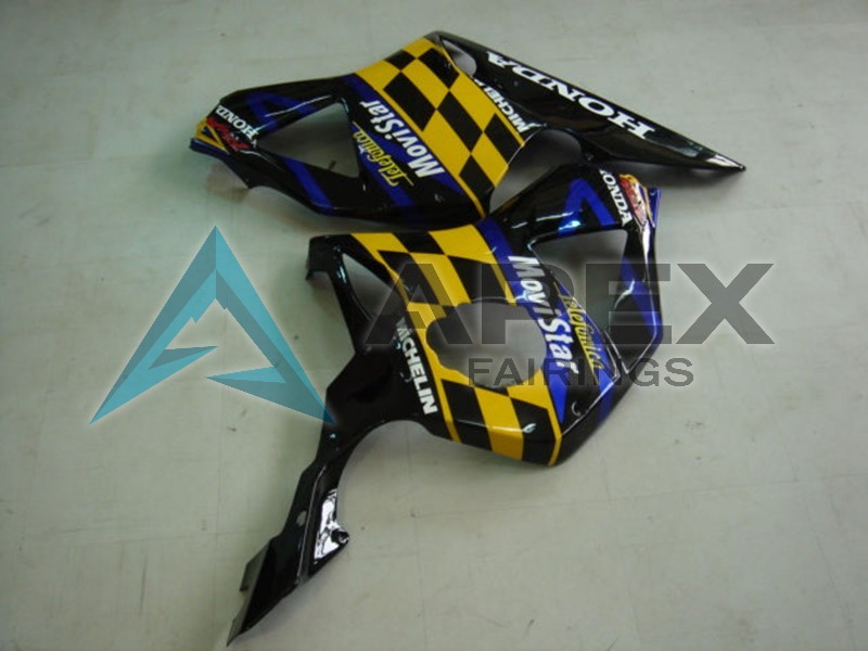 Blue Yellow Glossy Black Telefunica MoviStar Castrol  - Honda CBR900RR CBR954RR SC50 (2002-2003) ABS Fairings | Apex Fairings — view 2