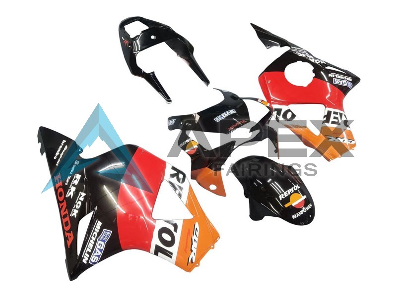 Orange White Red Glossy Black Repsol - Honda CBR900RR CBR954RR SC50 (2002-2003) ABS Fairings | Apex Fairings — view 2