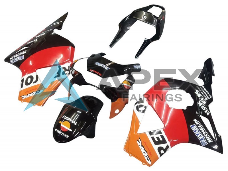 Orange White Red Glossy Black Repsol - Honda CBR900RR CBR954RR SC50 (2002-2003) ABS Fairings | Apex Fairings — view 3