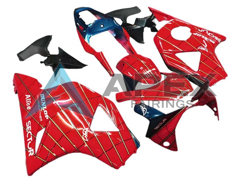 Red Dark Blue Dunlop  - Honda CBR900RR CBR954RR SC50 (2002-2003) ABS Fairings | Apex Fairings — view 2