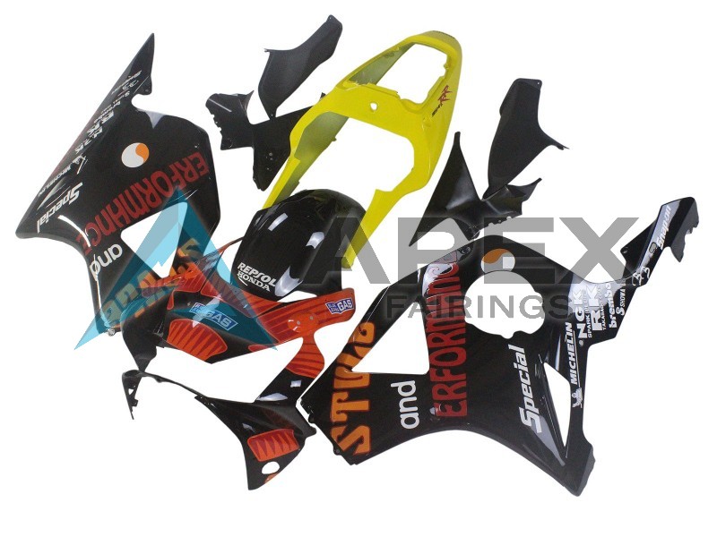 Yellow Red Glossy Black Repsol Rossi  - Honda CBR900RR CBR954RR SC50 (2002-2003) ABS Fairings | Apex Fairings — view 2