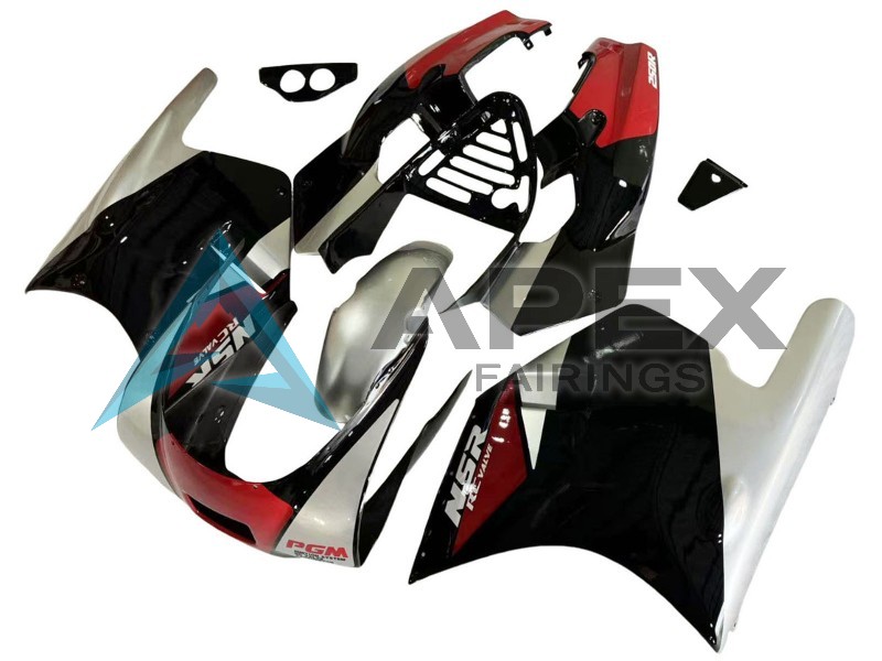 Silver Red Glossy Black - Honda NSR250R MC28 (1988-1989) ABS Fairings | Apex Fairings — view 2