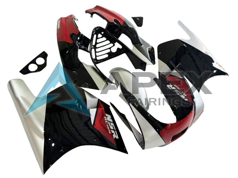 Silver Red Glossy Black - Honda NSR250R MC28 (1988-1989) ABS Fairings | Apex Fairings — view 3