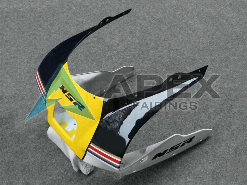 White Yellow Gold Glossy Black - Honda NSR250R MC28 (1988-1989) ABS Fairings | Apex Fairings — view 2