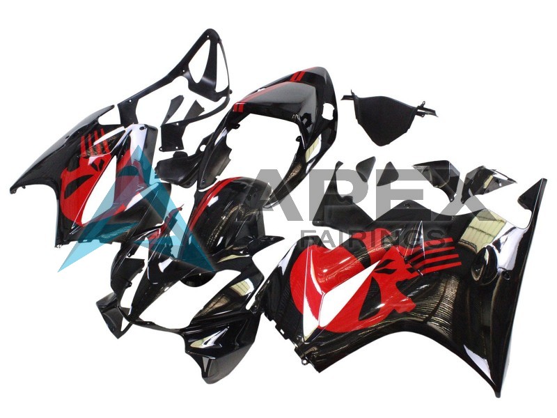 Glossy Black Red - Honda VFR800 Interceptor RC46 (2002-2016) ABS Fairings | Apex Fairings — view 3