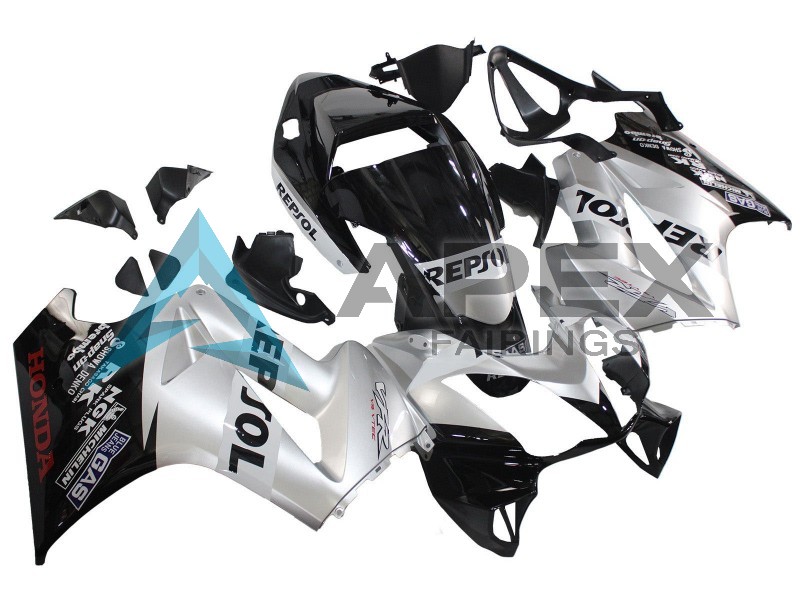 Silver Glossy Black Repsol - Honda VFR800 Interceptor RC46 (2002-2016) ABS Fairings | Apex Fairings — view 2