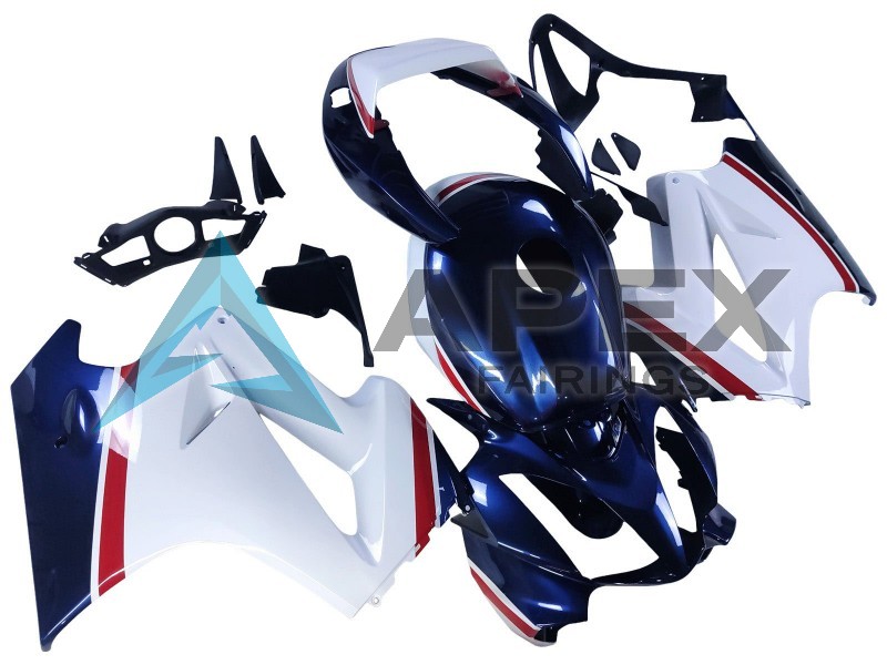 White Red Dark Blue - Honda VFR800 Interceptor RC46 (2002-2016) ABS Fairings | Apex Fairings — view 3