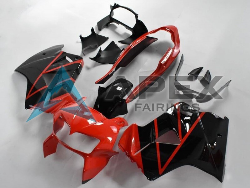 Red Glossy Black Stripe - Honda VFR800 Interceptor RC46 (1998-2001) ABS Fairings | Apex Fairings — view 2