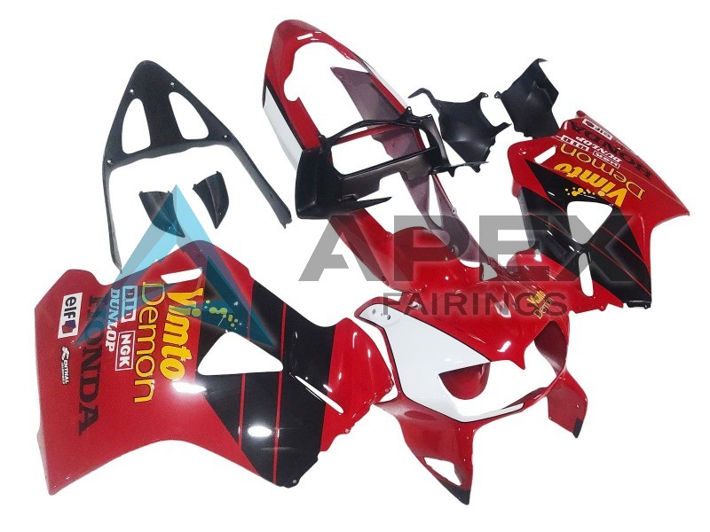 Red White Glossy Black Vimto - Honda VFR800 Interceptor RC46 (1998-2001) ABS Fairings | Apex Fairings — view 2