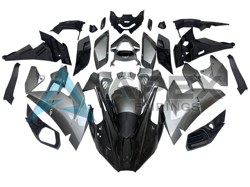 Silver Black Carbon Fiber - Kawasaki Ninja H2 (2015-2022) ABS Fairings | Apex Fairings