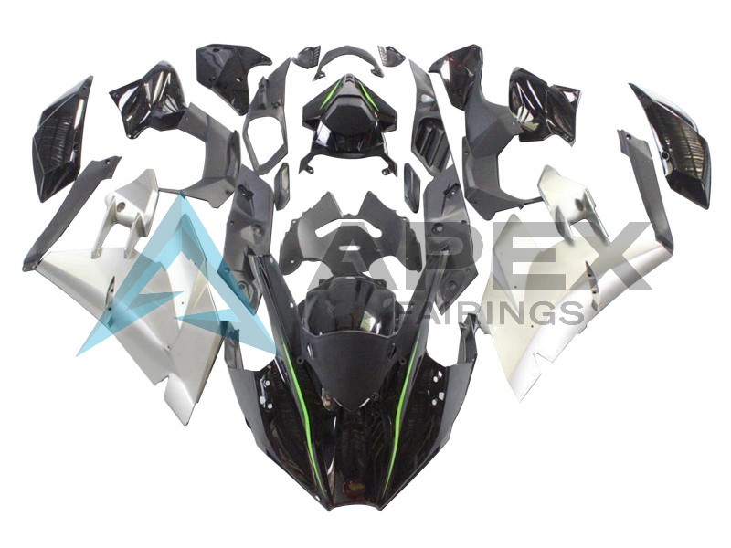 Black Silver Green - Kawasaki Ninja H2 (2015-2022) ABS Fairings | Apex Fairings