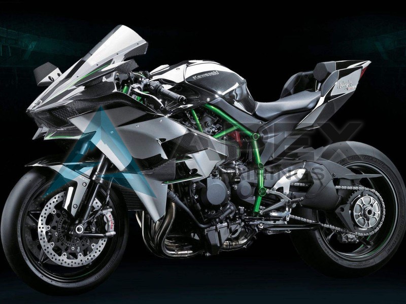 Grey - Kawasaki Ninja H2 (2015-2022) ABS Fairings — Style FE9 | Apex Fairings