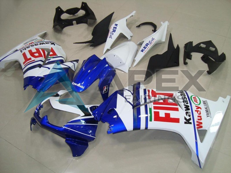 White Blue Red Fiat - Kawasaki Ninja250 / EX250 / ZX-250R (2008-2012) ABS Fairings | Apex Fairings