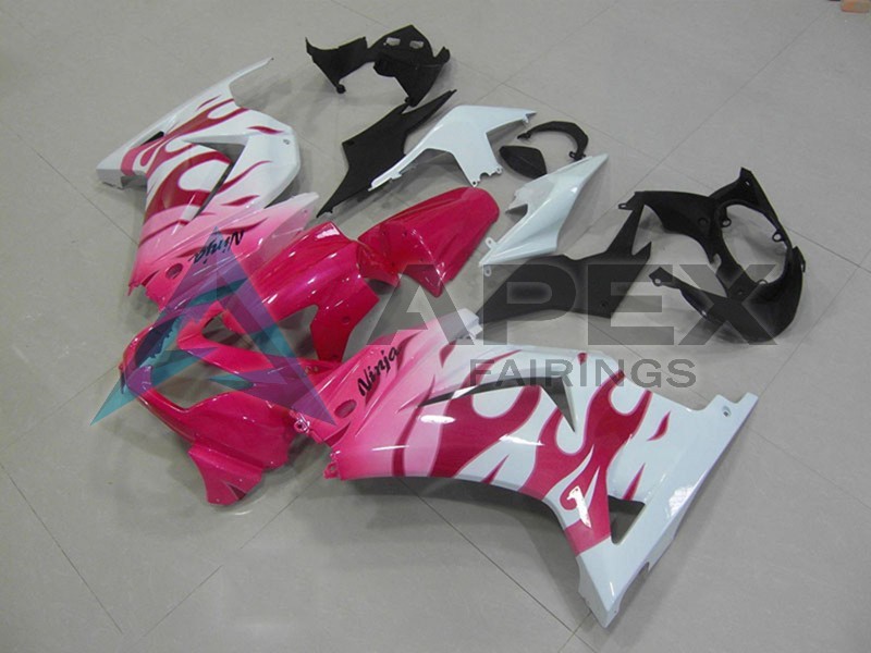 White Pink Flame - Kawasaki Ninja250 / EX250 / ZX-250R (2008-2012) ABS Fairings | Apex Fairings