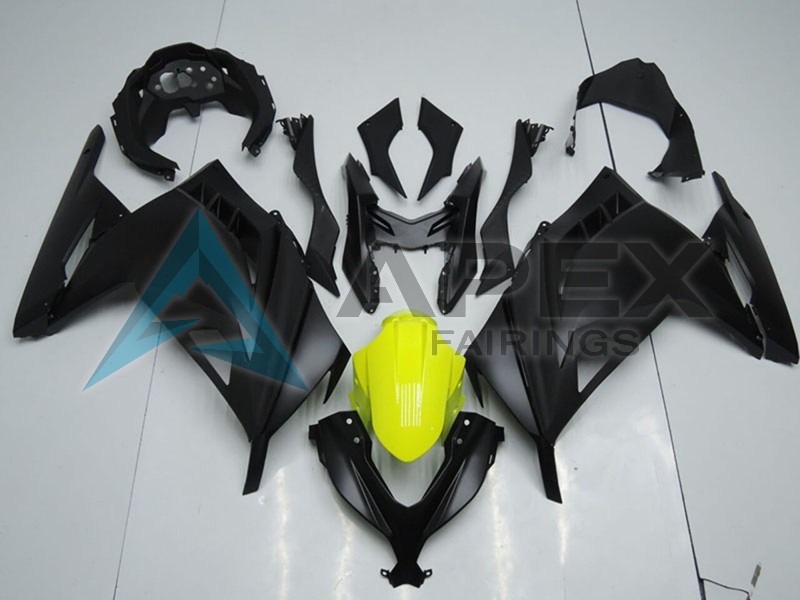 Matte Black Yellow - Kawasaki Ninja300 / EX300 / ZX-300R (2013-2018) ABS Fairings | Apex Fairings