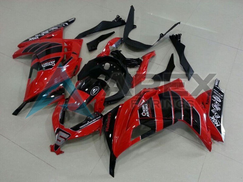 Red Black Air Force - Kawasaki Ninja300 / EX300 / ZX-300R (2013-2018) ABS Fairings | Apex Fairings