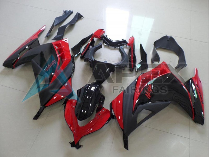 Red Glossy Black Matte Black - Kawasaki Ninja300 / EX300 / ZX-300R (2013-2018) ABS Fairings | Apex Fairings