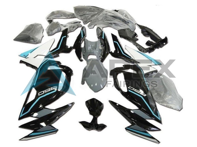 White Blue Glossy Black - Kawasaki Ninja650 / Ninja650R (2020-2026) ABS Fairings | Apex Fairings