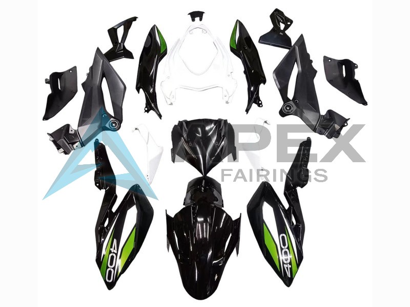 White Glossy Black Green - Kawasaki Z400 (2018-2025) ABS Fairings | Apex Fairings