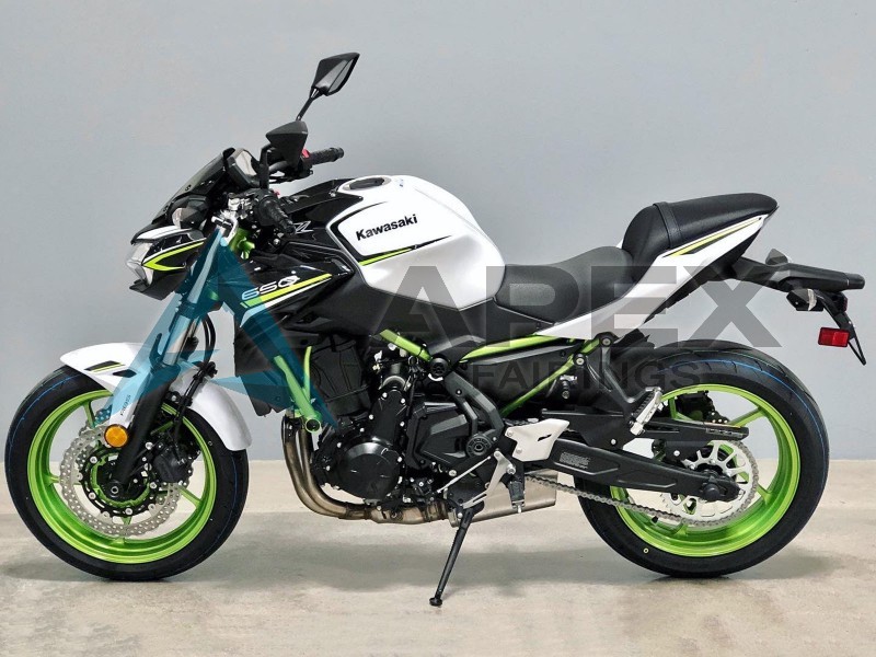White Black Green - Kawasaki Z650 (2020-2025) ABS Fairings | Apex Fairings