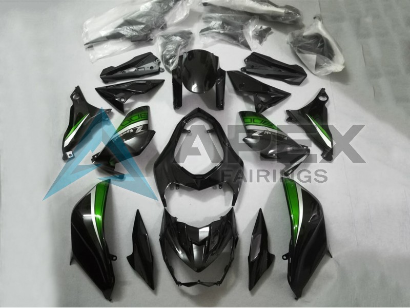 Glossy Black Green Silver - Kawasaki Z800 (2013-2016) ABS Fairings | Apex Fairings