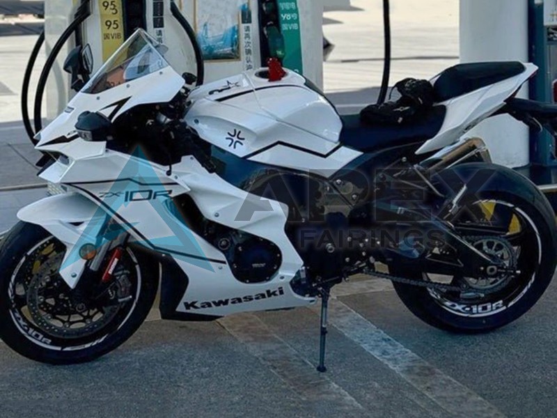 White Black Stripe - Kawasaki ZX-10R (2021-2025) ABS Fairings | Apex Fairings
