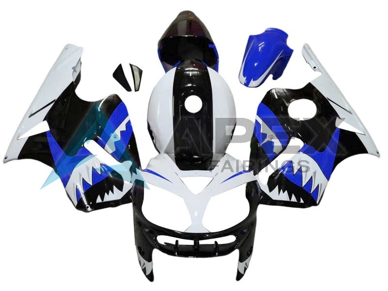White Blue Black Shark - Kawasaki ZX-12R (2002-2006) ABS Fairings | Apex Fairings
