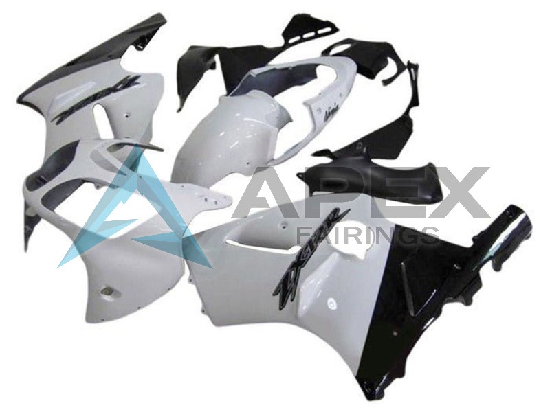 White Glossy Black - Kawasaki ZX-12R (2002-2006) ABS Fairings — Style FE68 | Apex Fairings