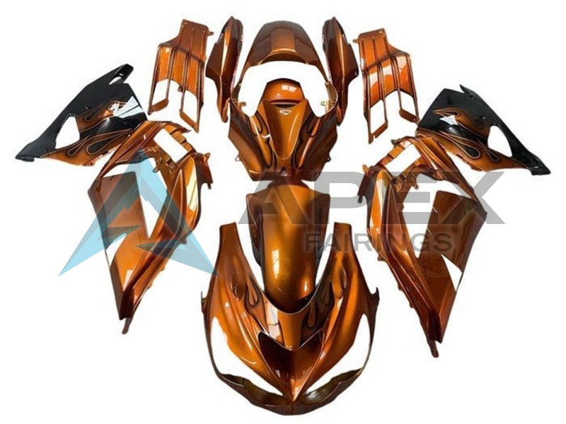 Rust Orange Flame - Kawasaki ZX-14R (2012-2026) ABS Fairings | Apex Fairings