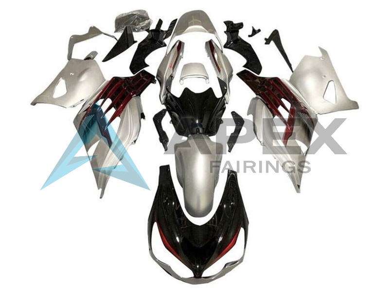 Silver Glossy Black Red - Kawasaki ZX-14R (2012-2026) ABS Fairings | Apex Fairings
